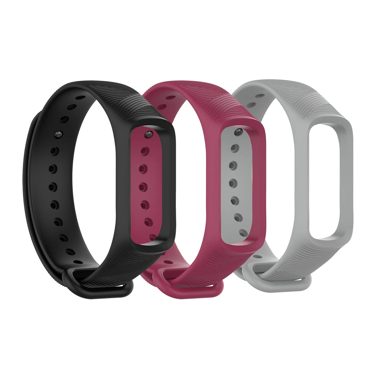TenCloud (3-Pack Straps Compatible with Samsung Galaxy fit e SM-R375 Strap, Replacement Soft Silicone Sport Wristband Arm Band for Galaxy fit e SM-R375 Fitness Tracker (Black+Red+Grey)