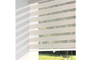 ShadesU Cordless Zebra Shades for Windows – Light Filtering Dual-Layer Window Blinds for Privacy - Easy to Install (Cream Color) (Maximum Height 72") (Width 34.5")