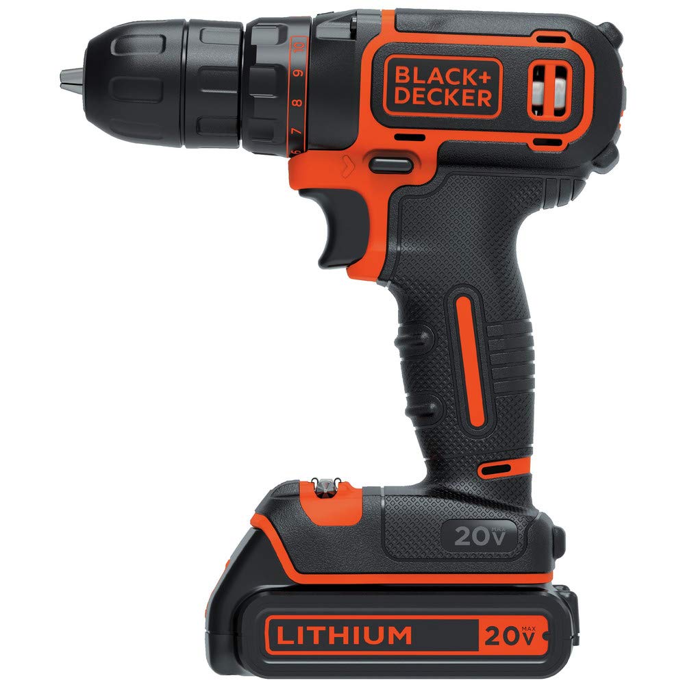 BLACK+DECKER 20V MAX Cordless Drill/Driver Kit with ‎Battery, Charger, and Double Ended Bit (BDCDD120C)