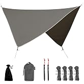 Hammock Tarp - Rain Tarp for Camping Hammock Tent 11 x 9 ft-Camping Gear Must Haves w/Easy Set Up Including Tent Stakes and Carry Bag