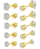 Screw Back Stud Earrings Set for Sensitive