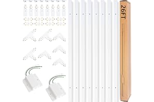 TuyuBEE 26FT H Track Lighting Rails Kit with Floating Canopy Connector, White H Type Track Rails with End Caps, Live End Feed and T L Connector, Compatible with Single Circuit H Style Track System