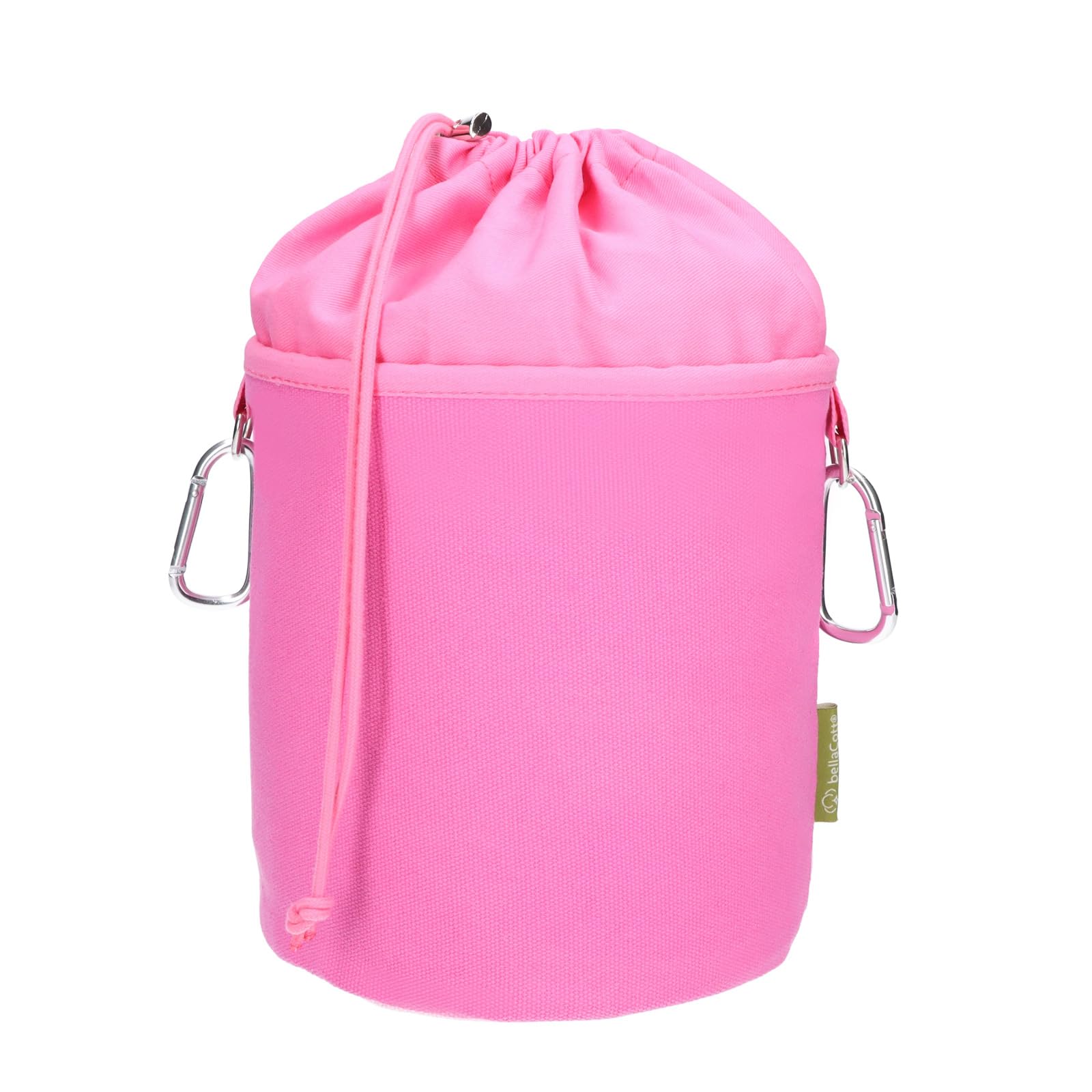 Portable 100% Cotton Peg Bag with Two Sturdy Carabiner Hooks, Drawstring Closure and Metal Stopper for Hanging and Storing 150 Clothes Pegs Pink Rose