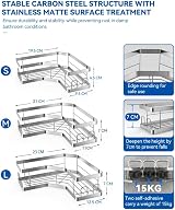 AceMining Shower Caddy 3 Pack Adhesive Stainless Steel No Drilling view 2