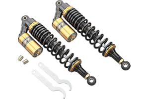 GZYF Pair 400mm Motorcycle Shocks Air Shock Absorbers, ATV Shock Absorbers Suspension Universal for HONDA for Suzuki for Yamaha for Kawasaki ATV Go Kart Quad Dirt Sport Bikes Black & Gold