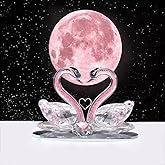 Crystal Swan, Crystal Swan Figurines, Couple Lover Swan Statues, Clear Crystal Swan Ornaments Collectibles, Paperweight Wedding Living Room Home Office Tabletop Decor Valentine's Day (Pink, 4.3"/11cm)