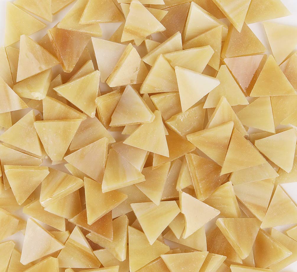 200g Genuine Mosaic Tiles Mosaic Tiles Stained Glass Bulk Mosaic Pieces for Home Decoration DIY Crafts Mosaic Supplies Triangle Shape 0.6x0.6 inch - Camel