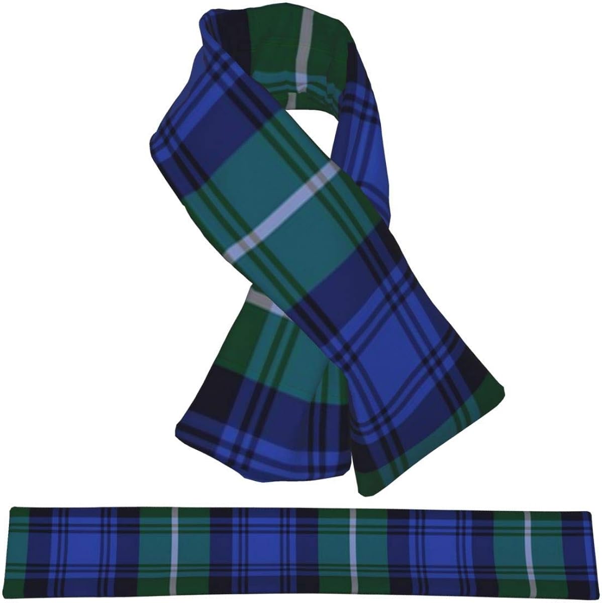 Cross Scarf Lamont Tartan Green And Blue Flannel Neck Scarves Plush