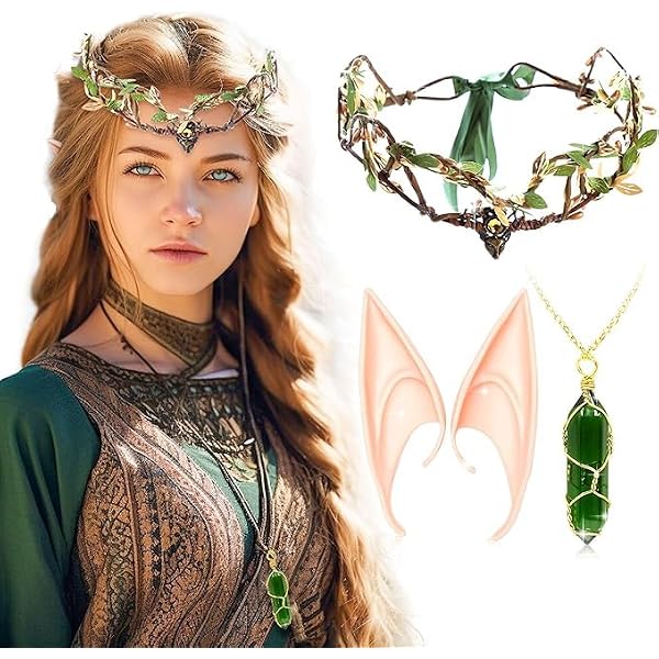Amazon.com: JeVenis Black Renaissance Elf Headpiece with Ears and