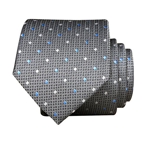 Necktie For Men EVANHOME Trendy Men's Striped Tie Tie Knot 2.8 inches Gift Wrapping (DimGrey-Based Blue Silver spot)