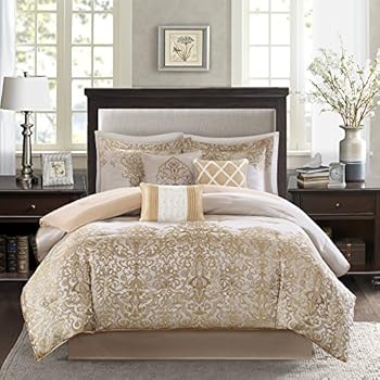 Madison Park MP10-1430 Vanessa 7 Piece Comforter Set, Gold