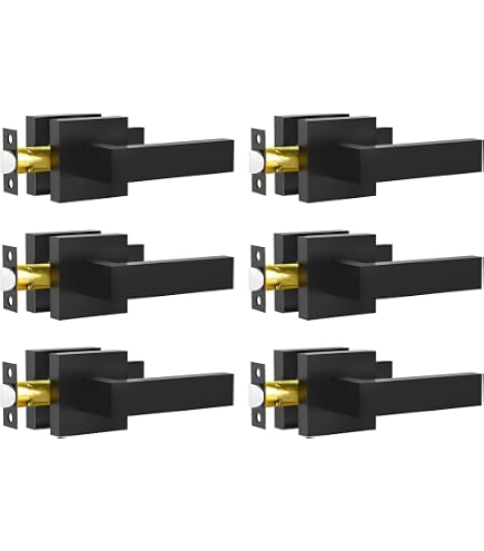 IronFun Lot de 6 poignées de porte noires de confidentialité pour porte