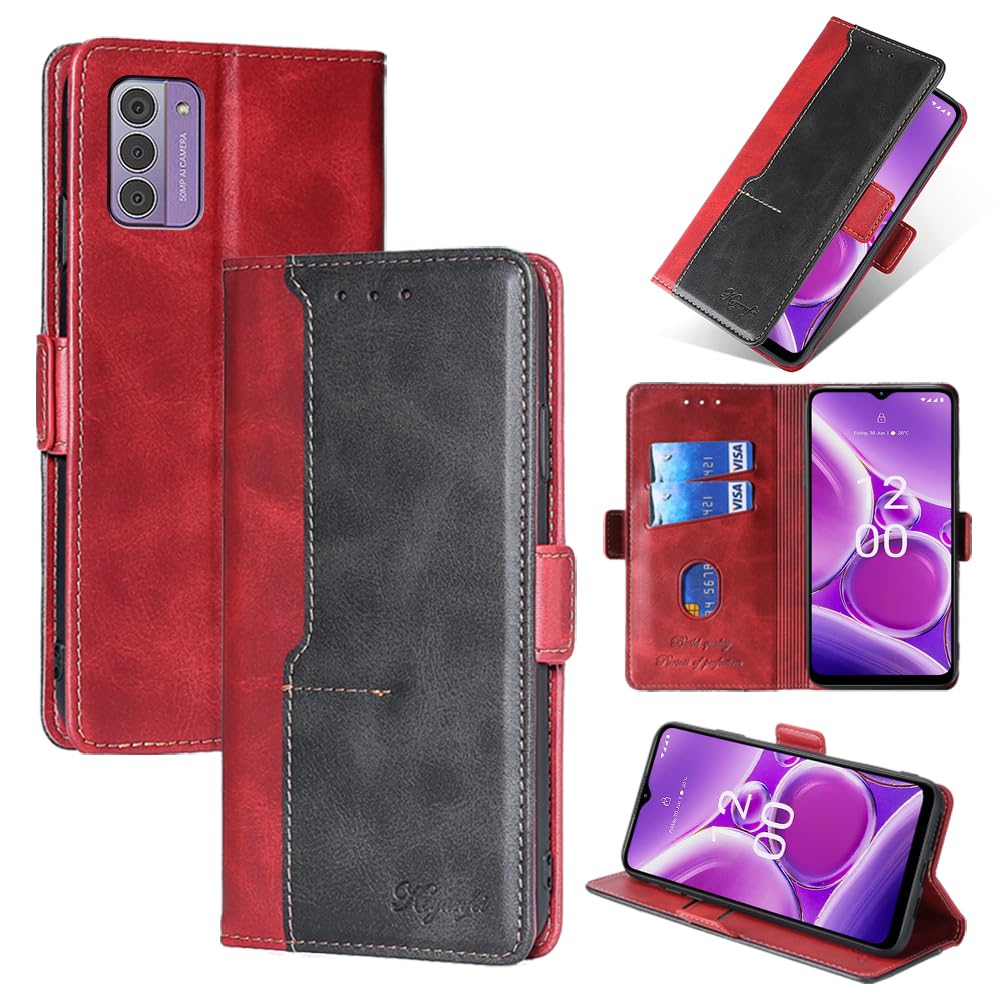 BELLA BEAR Nokia G42 5G Phone Case, Wallet Case, Bracket Function Case, Magnetic Flip Case, Nokia G42 5G Case(Red+Black)