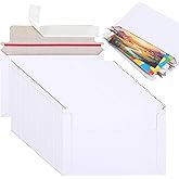 100 Pack Rigid Mailers Self Seal Stay Flat White Cardboard Photo Document Shipping Envelopes Small Mailers for Photos, CD, Certificates, Art Prints, and Documents, 6.5x4.5 Inch