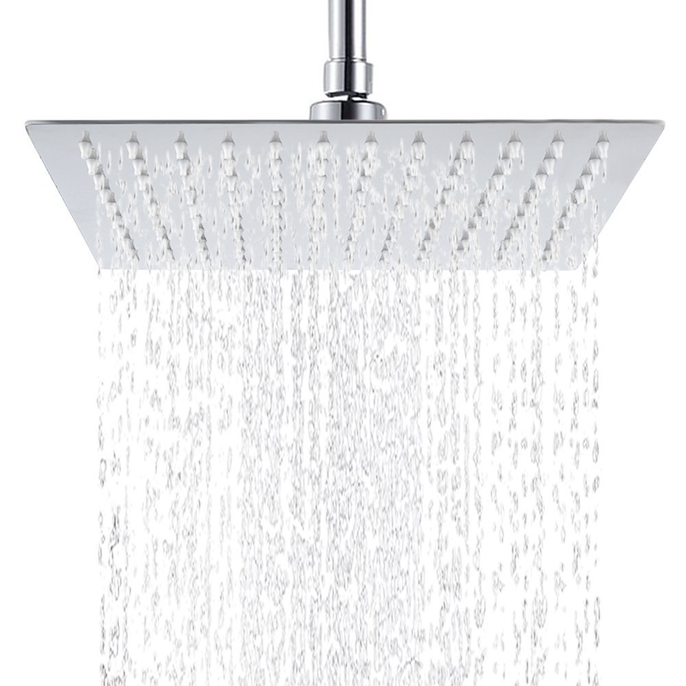 Hiendure® 12-inch High Pressure Ultra Thin 304 Stainless Steel Square Rain Shower Head