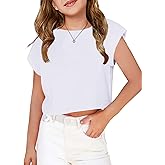 Arshiner Girls Shirt Crop Tops Short Sleeve Summer Drop Shoulder Batwing Sleeve Crewneck Loose T Shirt Tee
