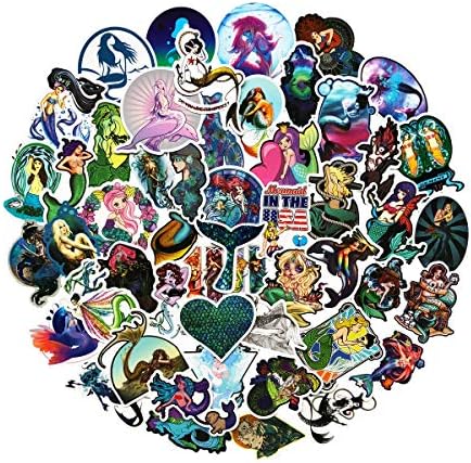 50pcs Mermaid Legend Stickers Girl Water Bottle Stickers Laptop Car Bicycle Suitcase Computer Water Bottle Mobile Phone Stickers Decals (Mermaid 50)