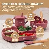 Yum Yum's Baby Weaning Set 10-Piece Pink Feeding Kit with Plates & Bibs view 2
