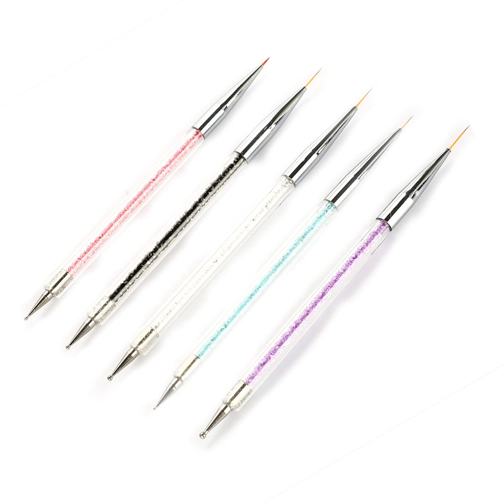 Nail Art Brushes Set Crystal Dotting Line Pen Painting Draw Brush Set Salon Design Nail Art Pen Manicure Tools Kit 5Pcs