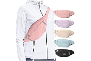 WISEPACK Fanny Packs for Women Fashionable Crossbody Bags Belt bag Multi-color Waterproof Waist Bag Plus Size fanny pack for Men with Headphone Jack for Running Fit All Phones Pink