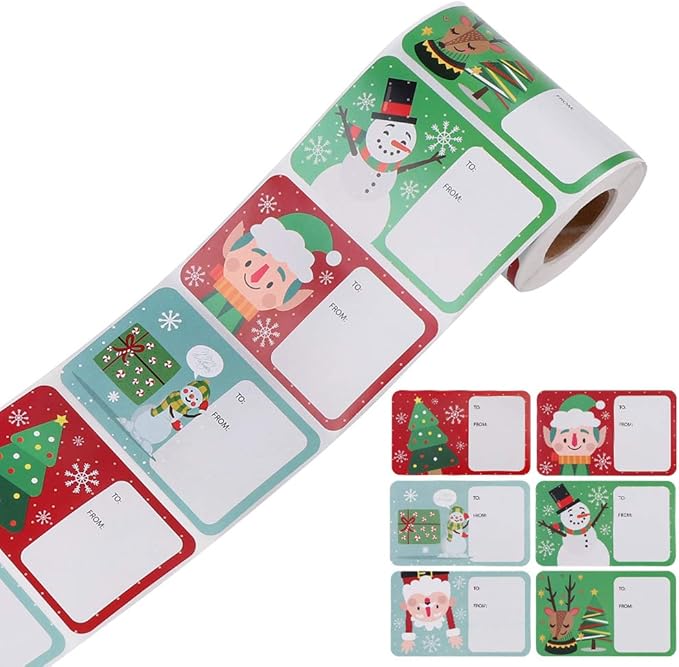 250 Pcs Christmas Tag Self Adhesive Stickers Gift Tags Decorations Gift