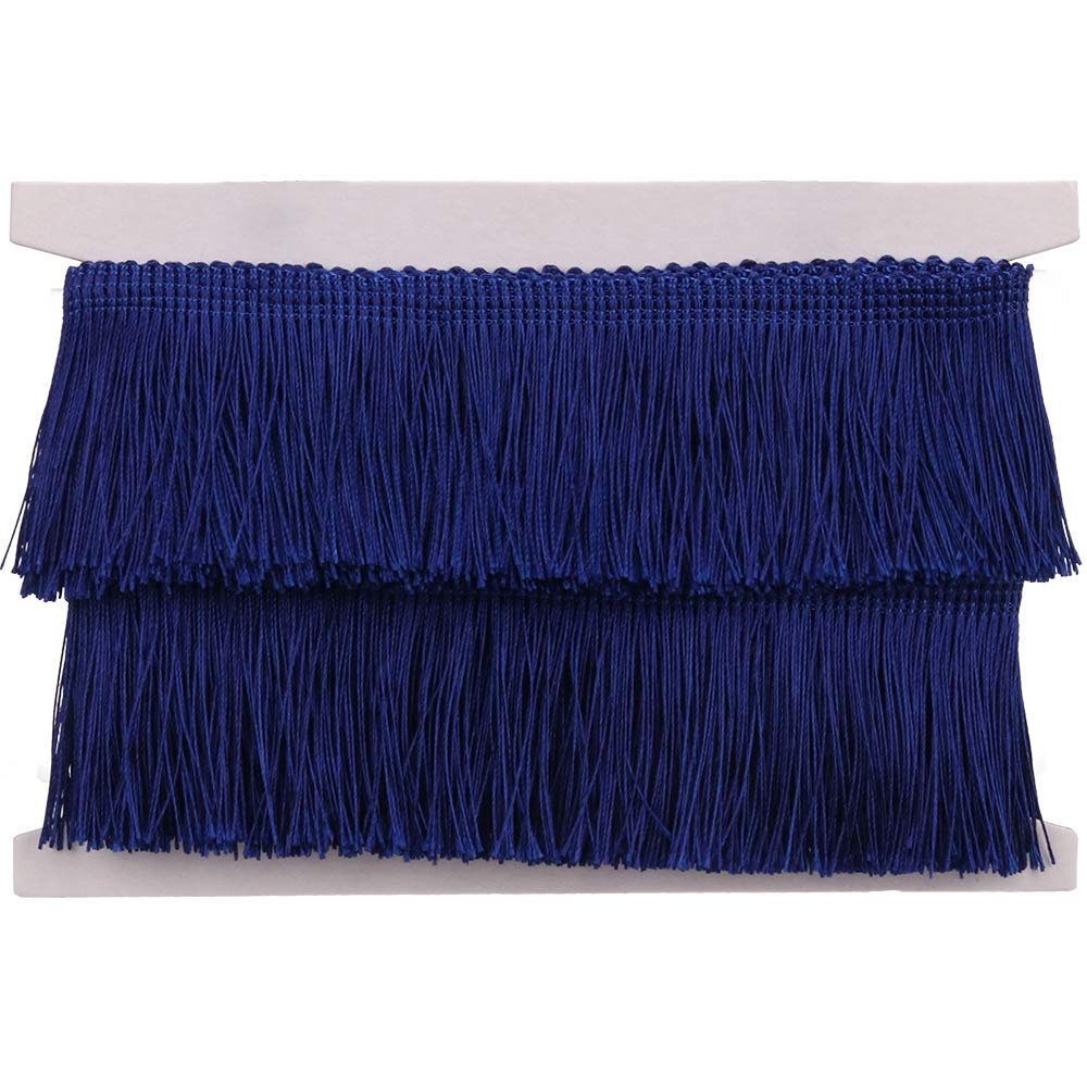 Fringe Trim Tassel Lace 2.5Inch Width 5 Yards Long for Clothes Accessories Latin Wedding Dress and DIY Lamp Shade Decoration (Royal Blue, 2.5 Inches)