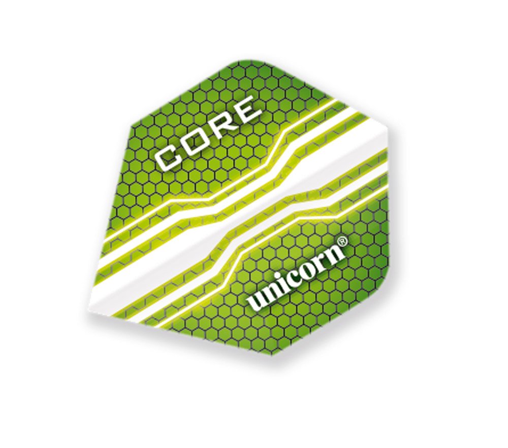 Unicorn Core Dart Flights | Hexagons Green Design | Standard Plus Shape| Durable 75 Micron Polyester PET