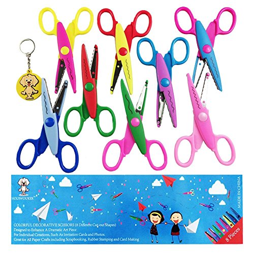LANGSHOP 8 Pack Paper Edger Scissors Decorative Edging Scissors Craft Cutters for Kids HOUSWOUKER