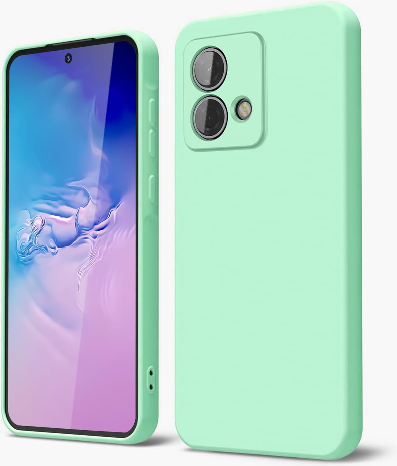 GOGME Phone Case for Motorola Moto G84 5G with Anti-Scratch Microfiber Lining Liquid Silicone Shockproof Protective Back Cover Slim Soft TPU Bumper Shell, Light Green