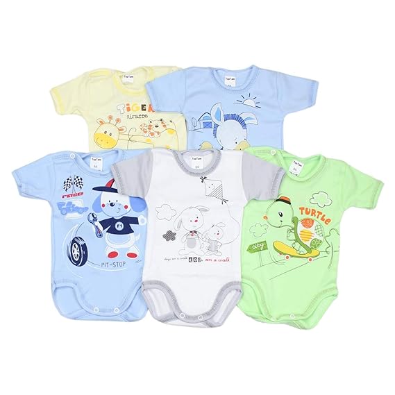 TupTam Unisex Baby Kurzarm-Body mit Aufdruck Spruch 5er Set