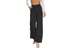 FUNYYZO Women Suit Pants Wide Leg Pants High Elastic Waisted in The Back Business Work Trousers Long Straight