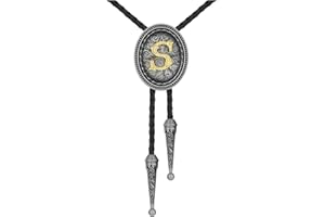 HUABOLA CALYN Bolo tie for Men, Western Cowboy Golden Alphabet Initial Letter ABCDJMR to Y Costume Bolo ties Neckties