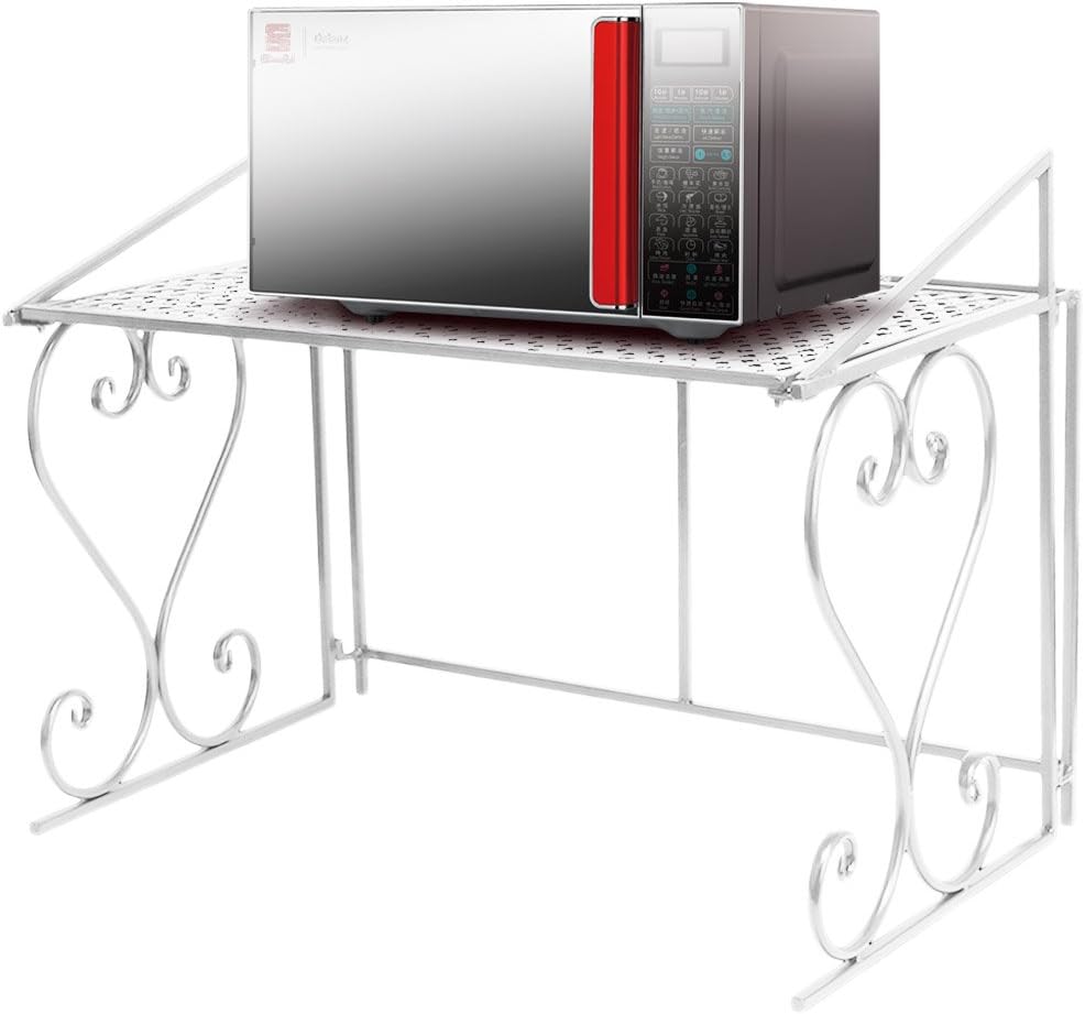 Scaffale per Panettiere con Cassettiera da Cucina - Porta A Ribalta E Cassetto Porta Microonde con Pannello Forato E Accessori, Ripiani in Metallo per Garage, Dispensa, Cucina Domestica, Spezie (Colo