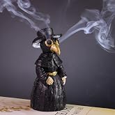 Plague Doctor Incense Holder, Plague Doctor Cone Burner Eyes Will Smoke | Ornament Handmade Craft for Yoga Room, Desktop Resin Ornament for Home Decoration, Effective Stress & Anxiety Relief.