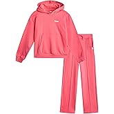 DKNY Girls Jogger Set - 2 Piece Soft Fleece Athletic Pullover Hooded Kids Sweatshirts and Jogger Sweatpants for Girls