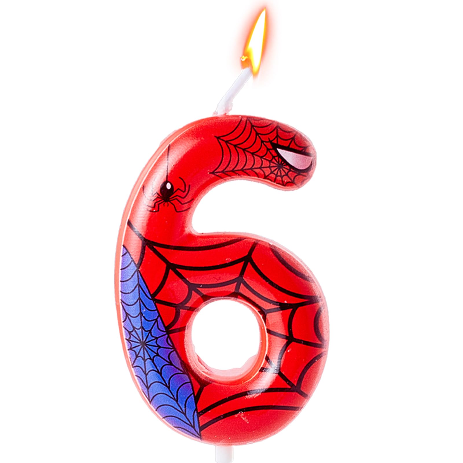 Gezan Spider Themed Birthday Candles Number Candles Happy Birthday Cake Toppers Advent Candle Web Candles for Boy Girl Spider Party Decoration Supplies Birthday Halloween Party(Number 6)
