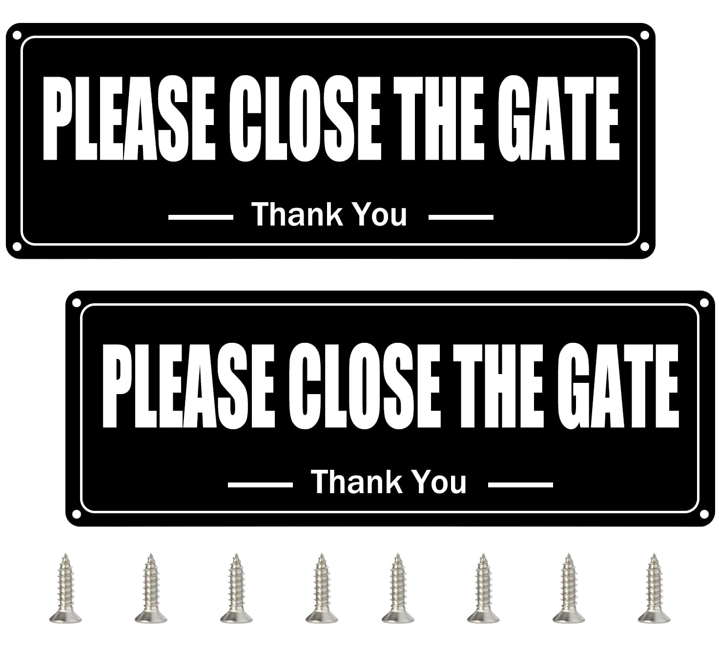 Yitla Please Close The Gate Sign Dog, 2PCS Rust Free Aluminium Please Close The Gate Dog Signs,Waterproof, UV Resistant,25 x 9cm (Black&White)