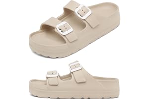 HAIFAGO Womens Platform Sandals with Arch Support, Adjustable Buckle Beach Sandal Woman Comfort Lightweight Ultra Cushion EVA Slides