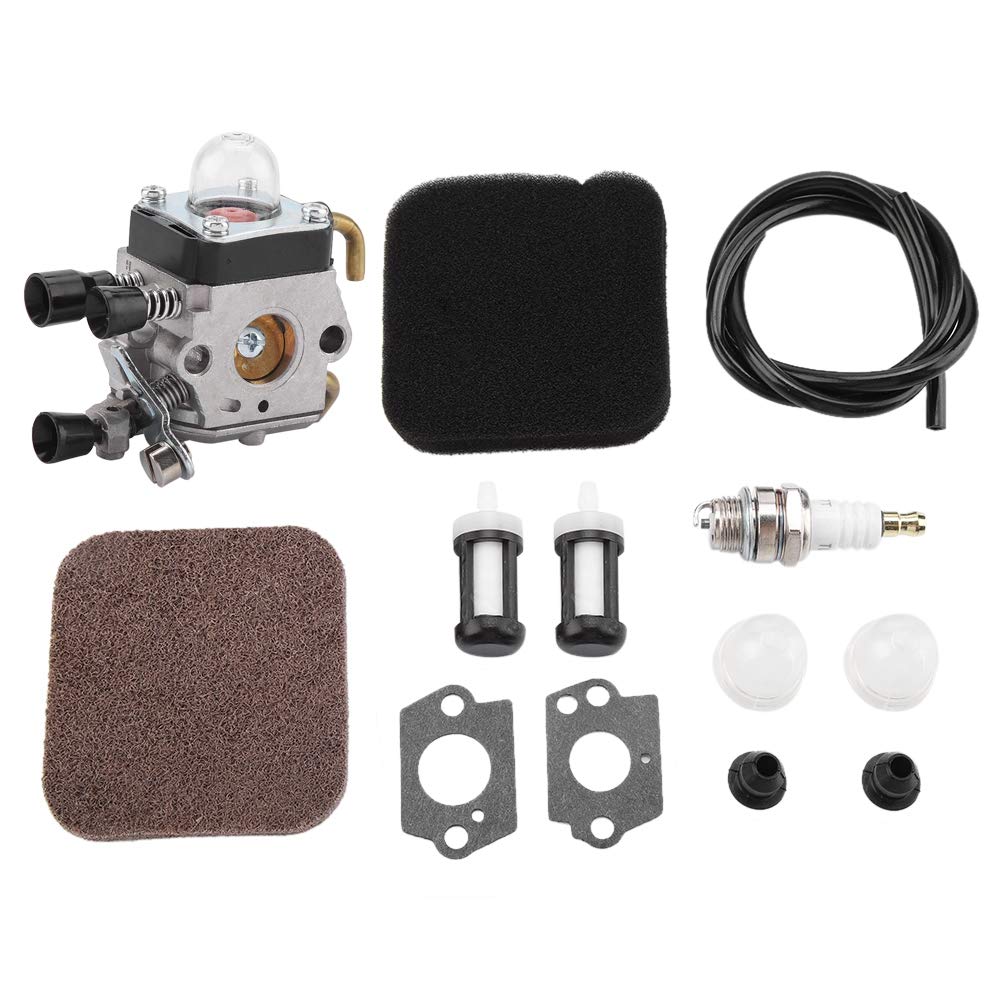 Carburetor Kit with Air Filter for Lawn Mower and Grass Trimmer Replacement Compatible with KM85 HS75 FS74 FS76 HT75 C1Q-S157