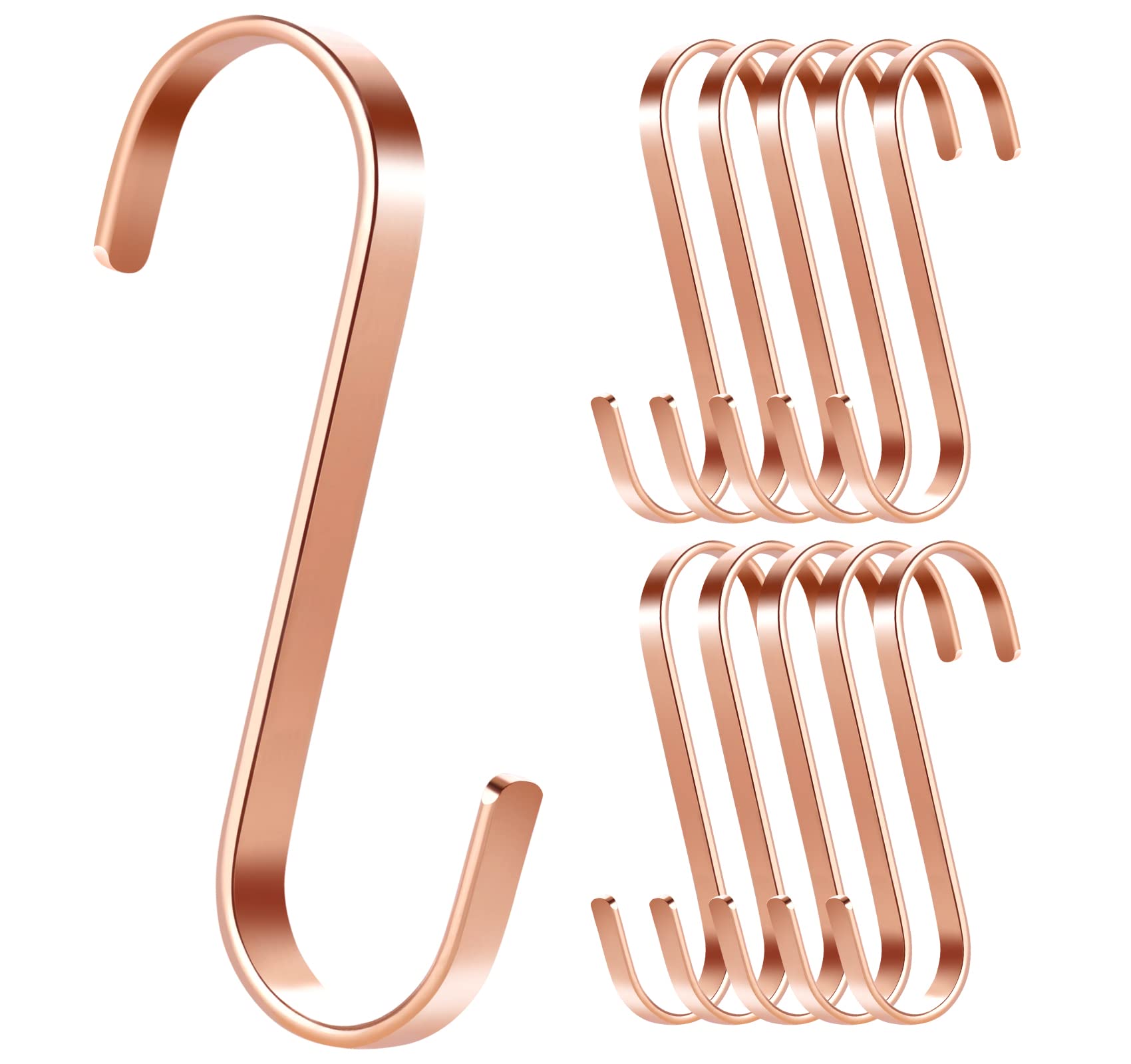 ilauke S Hooks for Hanging, S Shaped Hooks Stainless Steel S Hanging Kitchen Hook Heavy-Duty Hangers for Bedroom and Office (10 Pack)