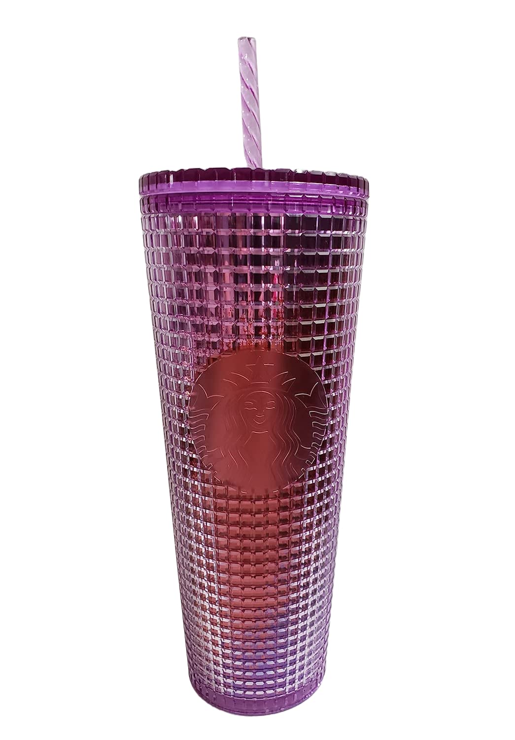 Starbucks 2021 Summer Purple and Reddish-hue Grid Kaleidoscope 24 oz Venti Tumbler