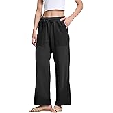 HYLLGUD Women's Wide Leg Palazzo Pants with Elastic Drawstring Waist and Pockets - Casual Lounge Sweatpants
