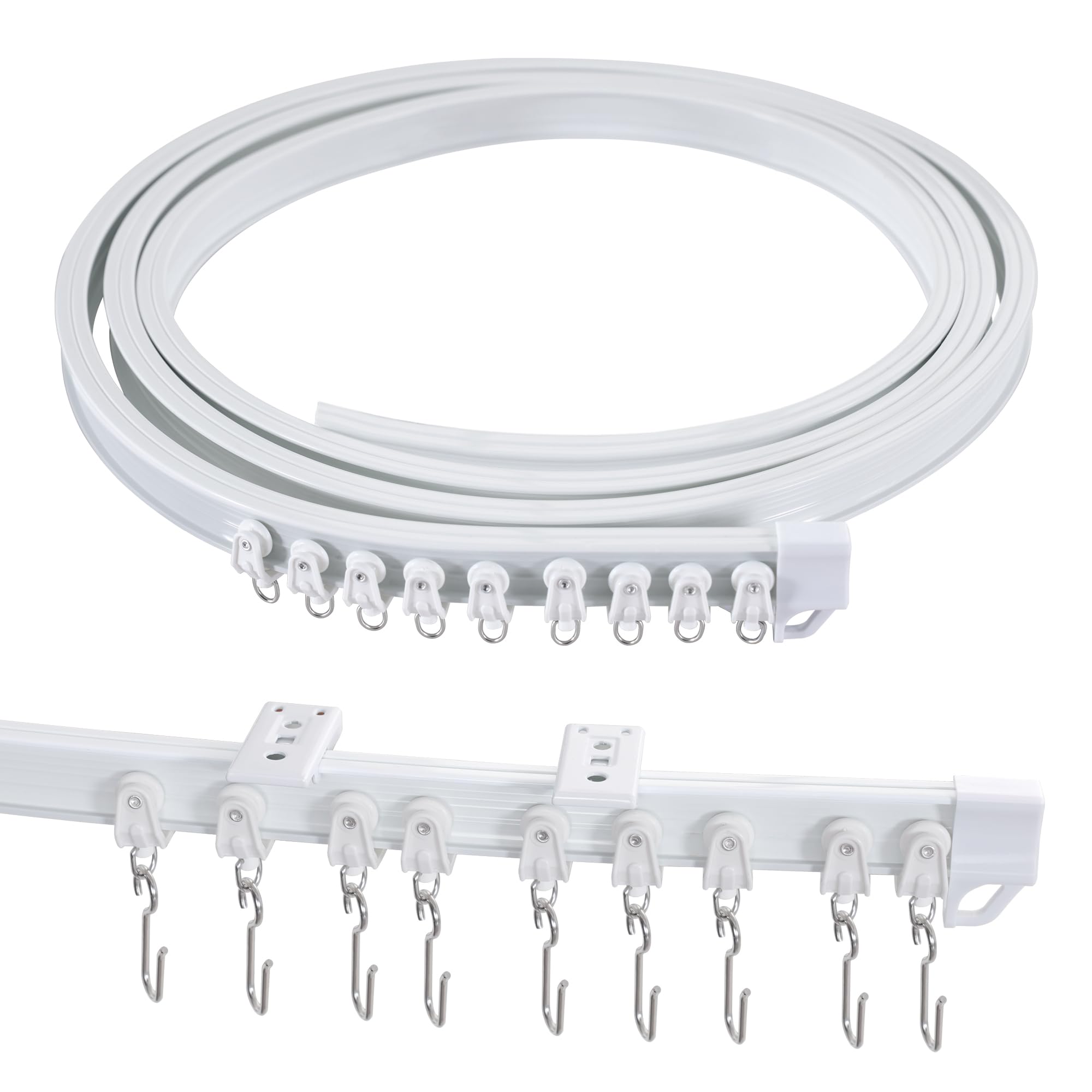 Photo 1 of H.VERSAILTEX Ceiling Curtain Track Flexible Bendable Ceiling Mount for Curtain Rail 9.8ft (3M) Room Divider Curtain Track Systerm for RV Bay Window Curved Curtain Track for Bunk Bed Curtain, White