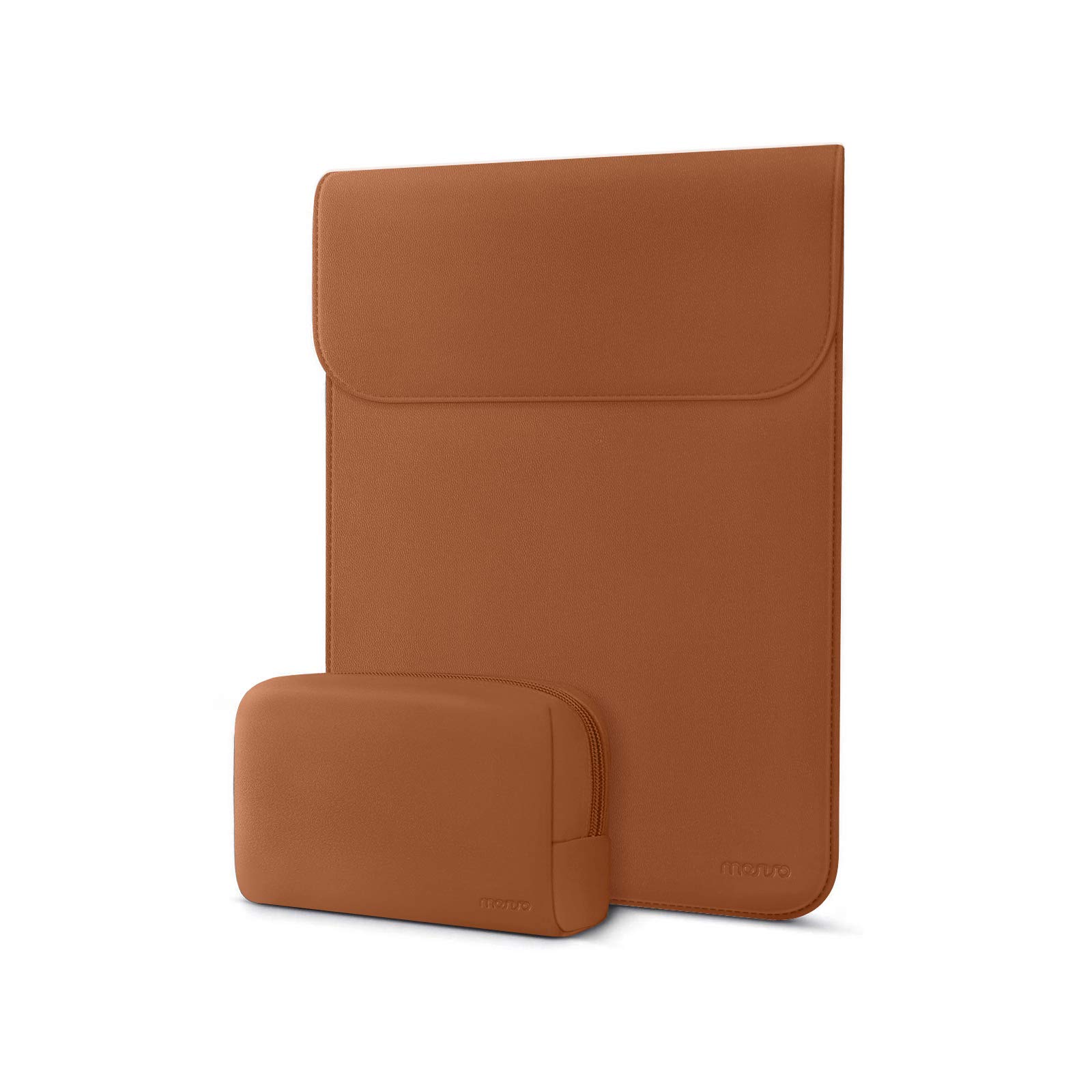 MOSISO Protective Laptop Case 13 inch, 13 inch Laptop Sleeve Compatible with MacBook Air M5 M4 M3 M2 M1/ Neo A18 chip/Pro 13 M2 M1,Surface Pro, Faux Suede Leather Case with Small Bag, Brown