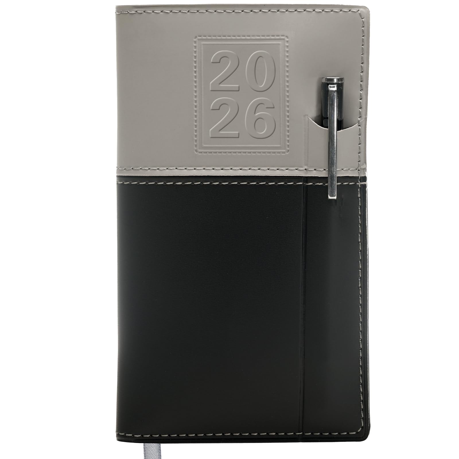 View 1 of 2026 Pocket Planner/Pocket Calendar and Pen, 3.5"x6": Includes 14 Months (November 2025 - December 2026) / 2026 Weekly Planner/Weekly Agenda/Monthly Calendar Organizer (Gray/Black)
