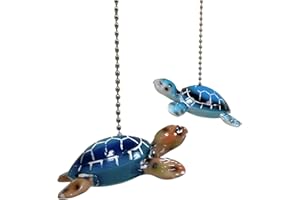 BestGiftEver Ceiling Fan and Light Fixtures Pull Chain Extender with Decorative Sea Turtle Duo Accents - Nautical Pull Chain Ornament for Coastal Decor and Marine Life Enthusiasts (Set of 2)