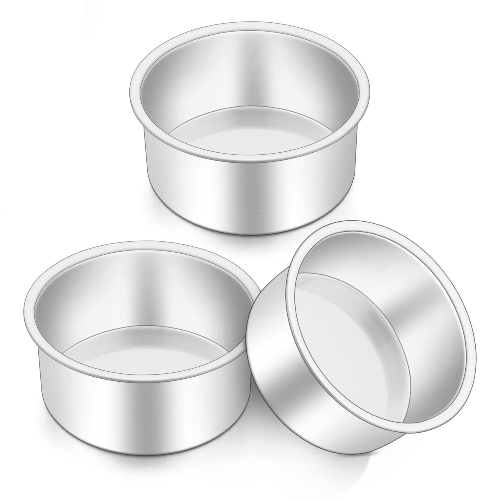 Onader 4 Inch Cake Tin, Stainless Steel Layer Cake Pans Set of 3, Mini Round Baking Tray Cake Mould for Birthday Christmas Wedding, One-Piece Design & Straight Side, Mirror Finished & Dishwasher Safe — image 1