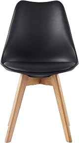 mcc direct Set of 4 Retro Dining Chairs with Wooden Legs & Cushions view 4