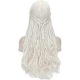 LABEAUT Long Blonde Curly Braids Wig for Women, Fantasy Long Curly, 10% Density, Heat Resistant, Synthetic Fibers, 1 Count (Pack of 1), Female, Adult, Fantasy, Costume Wigs