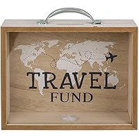 Salvadanaio In Legno 'Travel Fund' 15x15cm - Design Classico Con Gancio Per Parete - Foto 4